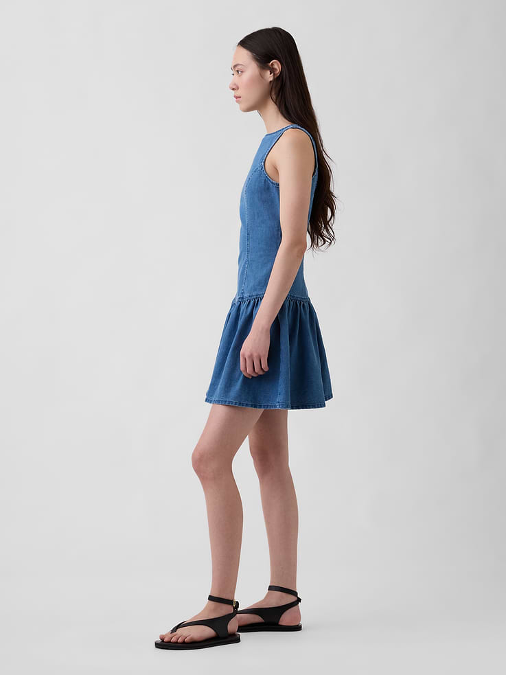 Image number 3 showing, Denim Drop-Waist Mini Dress