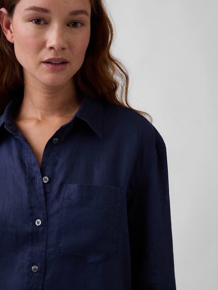 Image number 4 showing, 100% Linen Oversized Shirt