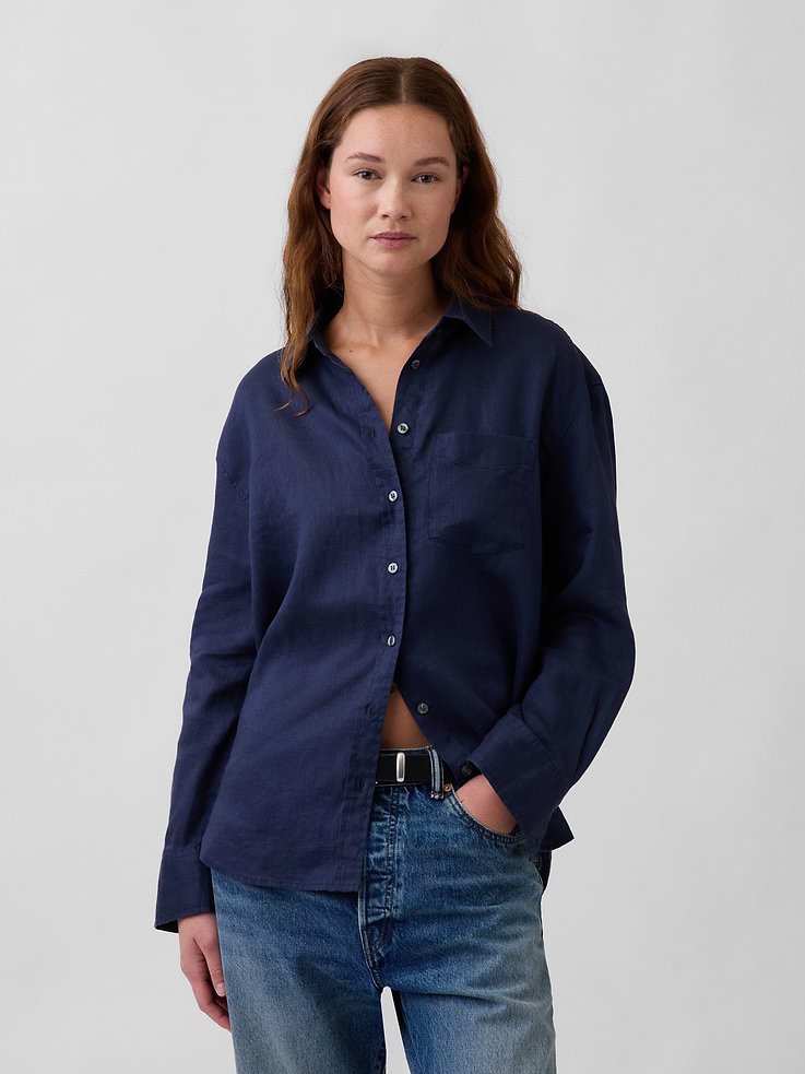Image number 1 showing, 100% Linen Oversized Shirt