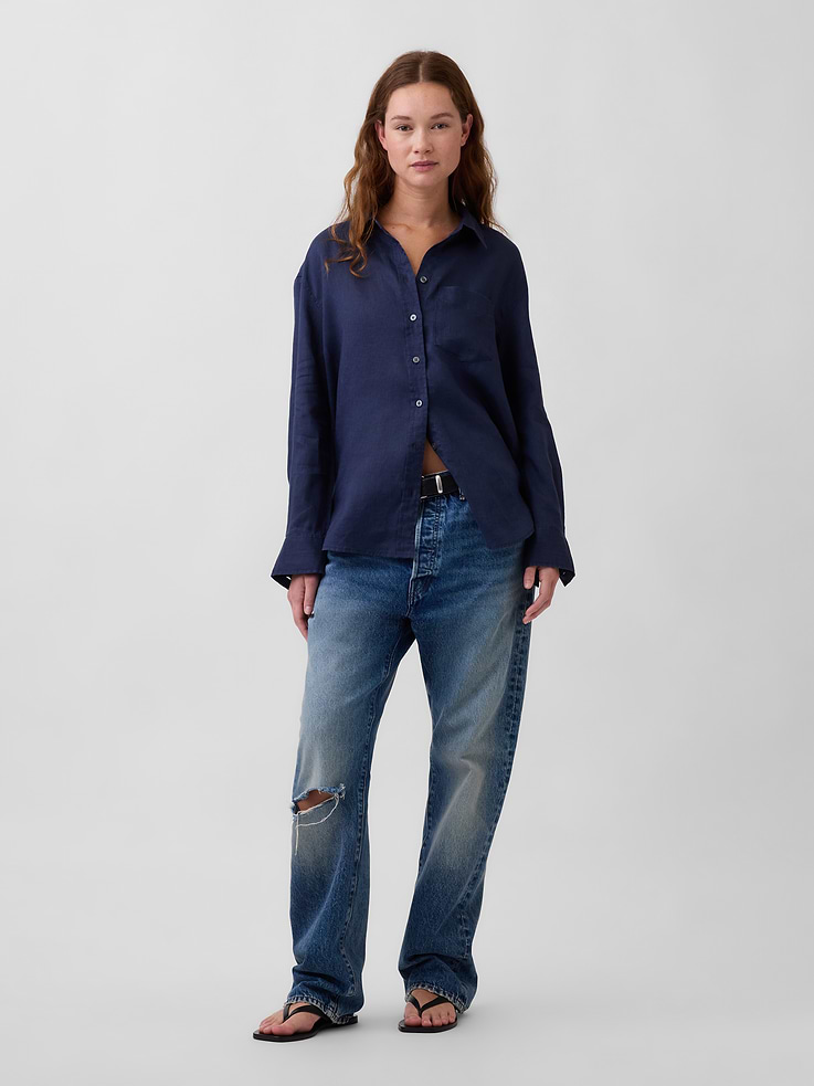 Image number 2 showing, 100% Linen Oversized Shirt