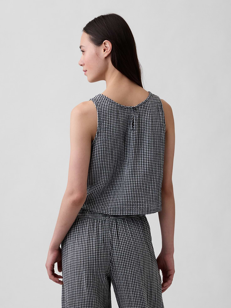 Image number 3 showing, Cotton Gauze Racer Shell Tank Top