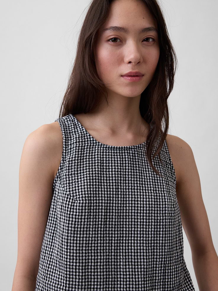 Image number 4 showing, Cotton Gauze Racer Shell Tank Top