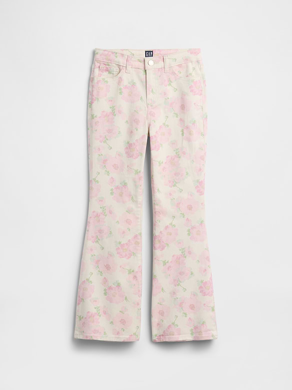 Kids High Rise Print '70s Flare Jeans