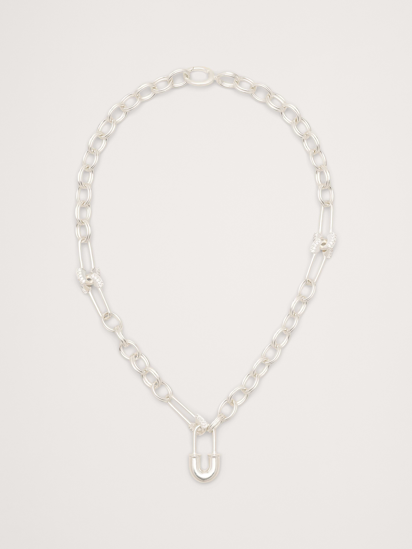 Image number 1 showing, Rhinestone Safety Pin Chain Necklace