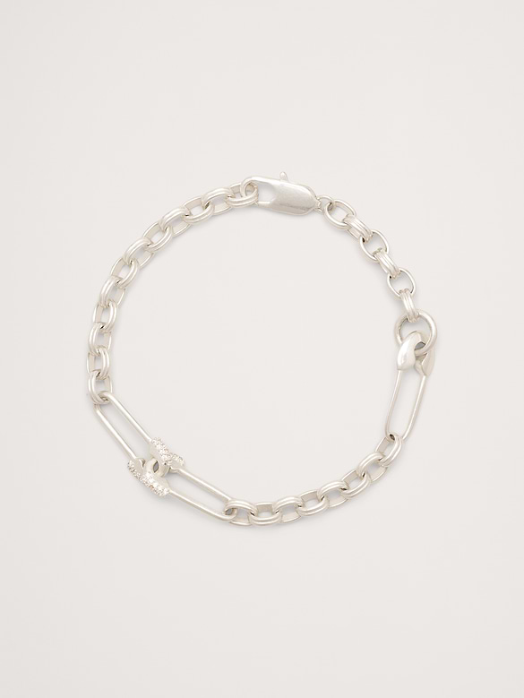 Bracelet à épingles de sûreté avec pierres du Rhin