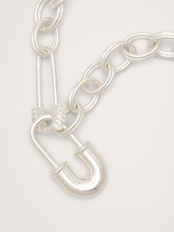 Rhinestone Safety Pin Chain Necklace