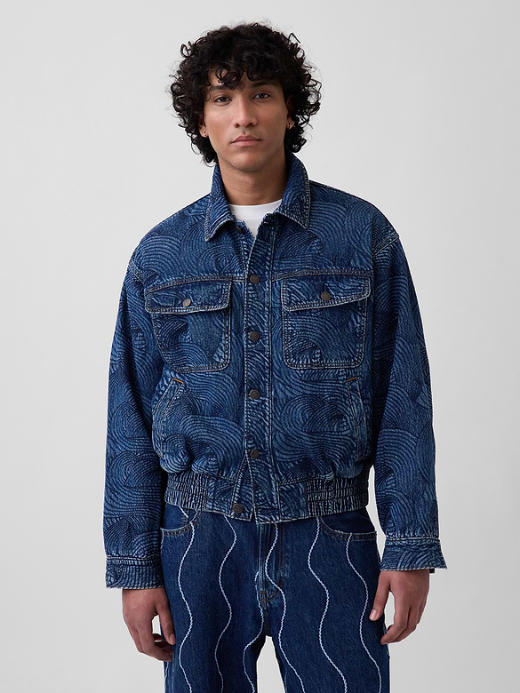 Gap × HFR Embroidered Denim Bomber Jacket by Daveed Baptiste