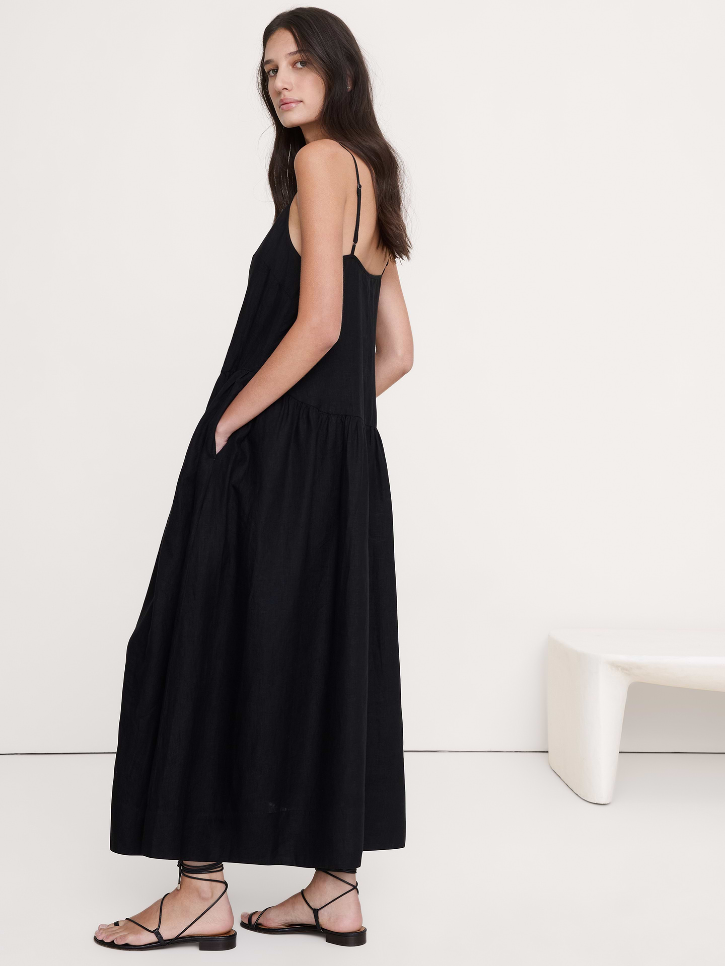 Image number 7 showing, Linen Drop-Waist Maxi Dress