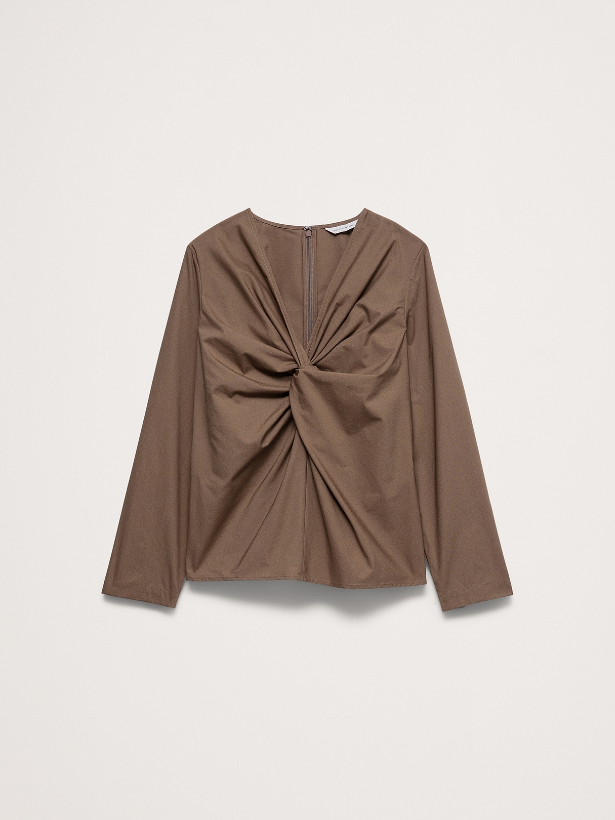 Cotton Poplin Twist-Front Top | Banana Republic