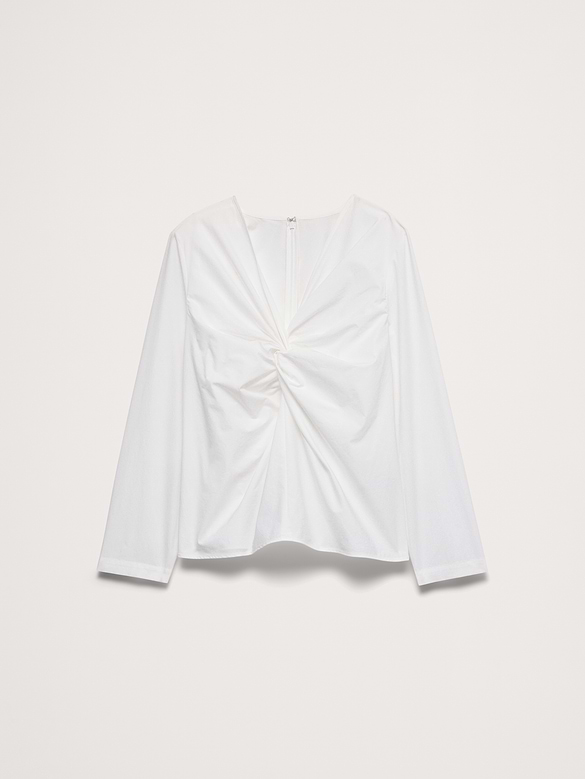 Cotton Poplin Twist-Front Top