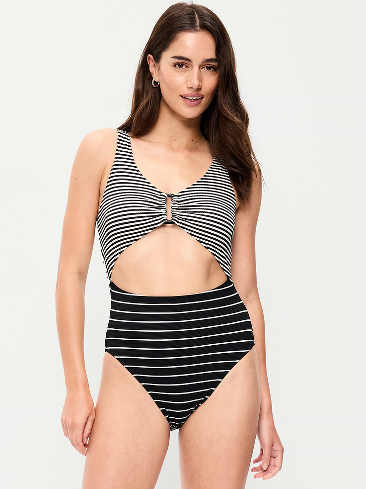 L'image numéro 1 présente Maillot de bain une-pièce texturé à découpe