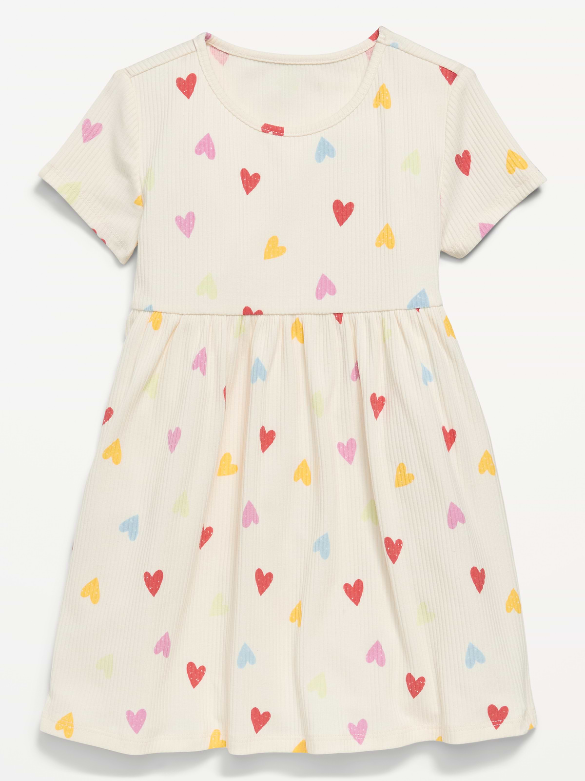 Short-Sleeve Ribbed Graphic Dress for Toddler Girls