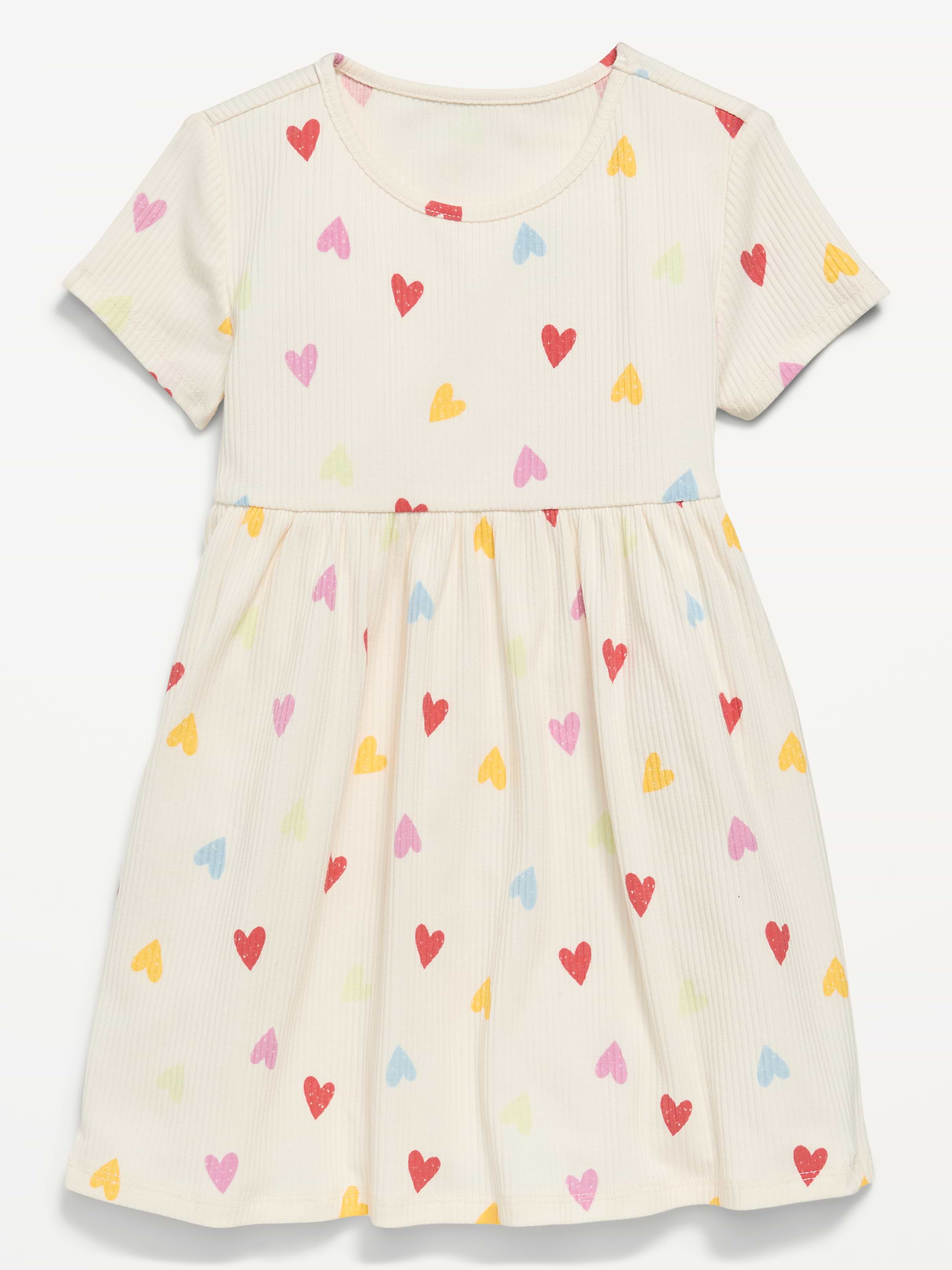 L'image numéro 1 présente Robe côtelée à manches courtes et à imprimé pour toute-petite fille