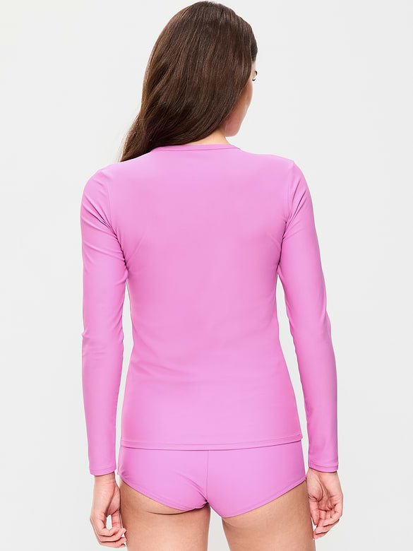 Long-Sleeve Matte Rashguard Swim Top