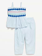 Image number 2 showing, Sleeveless Smocked Crinkle Top and Pants Set for Toddler Girls
