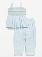 Image number 3 showing, Sleeveless Smocked Crinkle Top and Pants Set for Toddler Girls