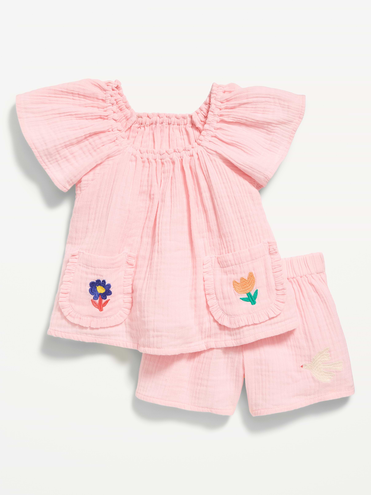 Image number 1 showing, Short-Sleeve Double-Weave Top and Shorts Set for Toddler Girls