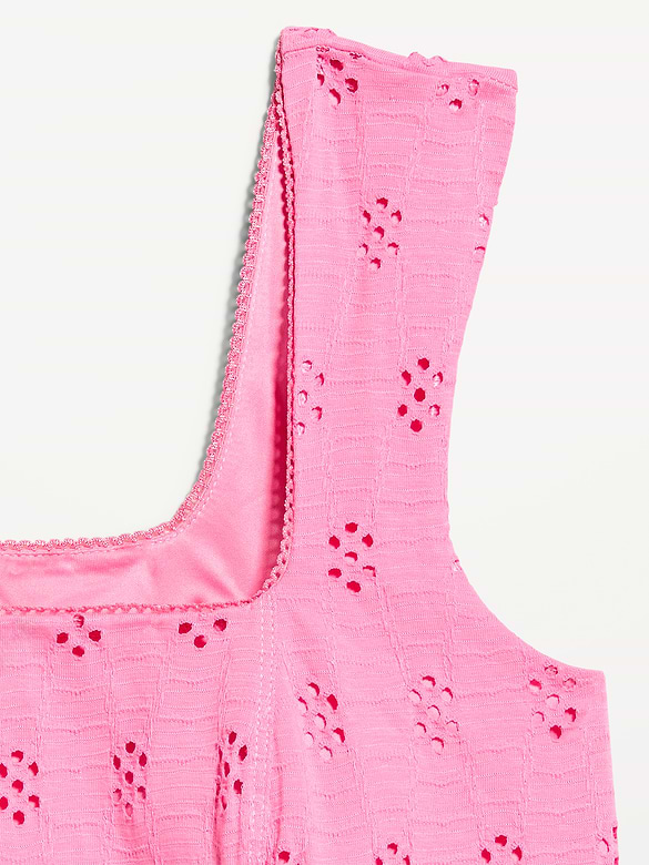 Seamed-Bodice Eyelet Tank Top