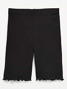 Image number 1 showing, Ribbed Lettuce-Edge Biker Shorts for Girls