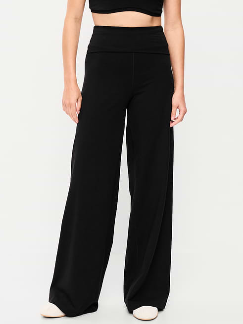 High High-Waisted PowerChill Fold-Over Wide-Leg Pants on clearance at Old Navy — 50% off