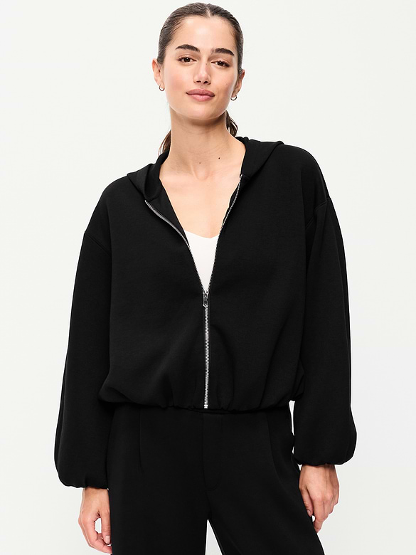Bounce Fleece Bubble-Hem Hoodie Sweatshirt