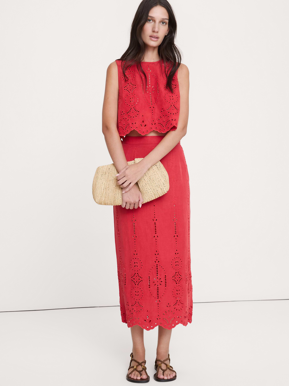 Tencel™-Linen Eyelet Maxi Skirt