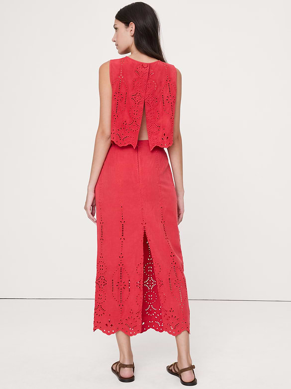 Tencel™-Linen Eyelet Maxi Skirt