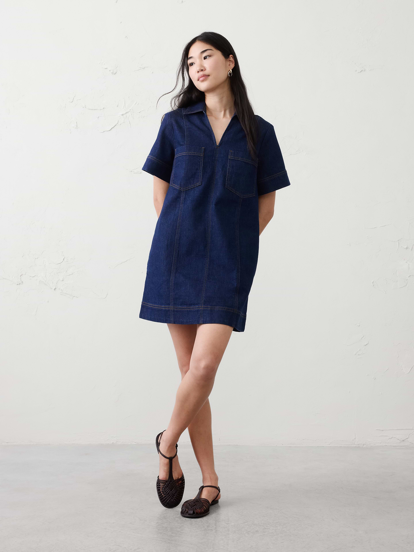 Image number 1 showing, Denim Pocketed Mini Dress