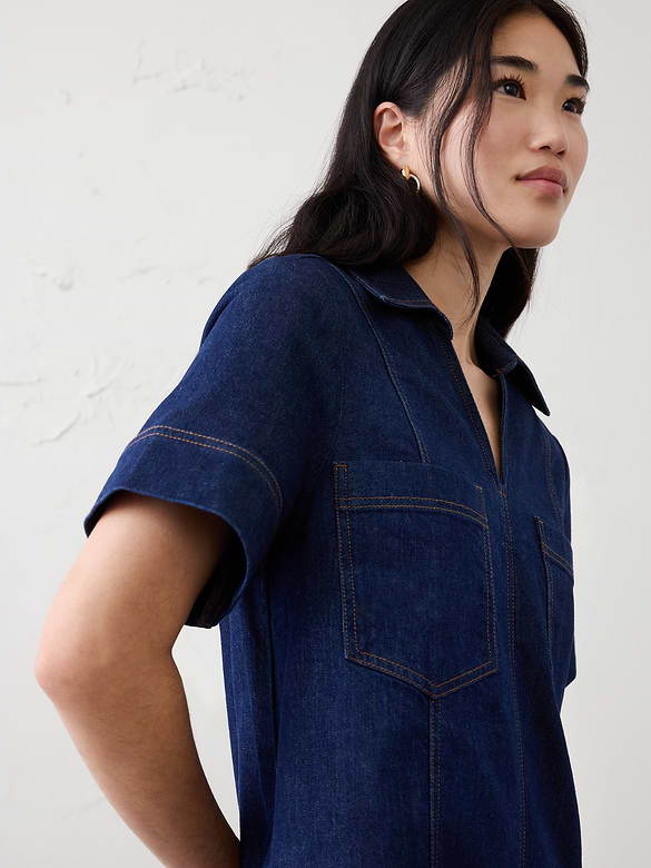 Denim Pocketed Mini Dress