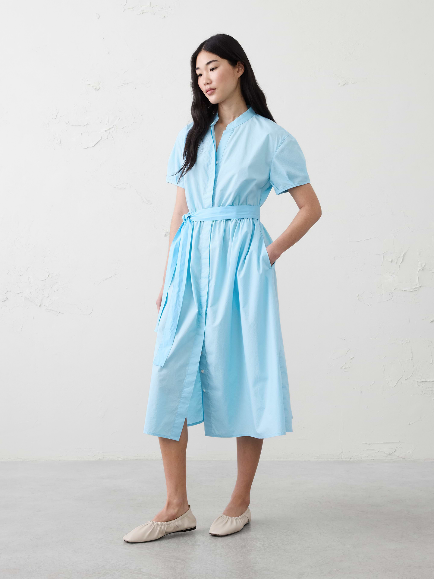 Image number 1 showing, Poplin Midi Shirtdress