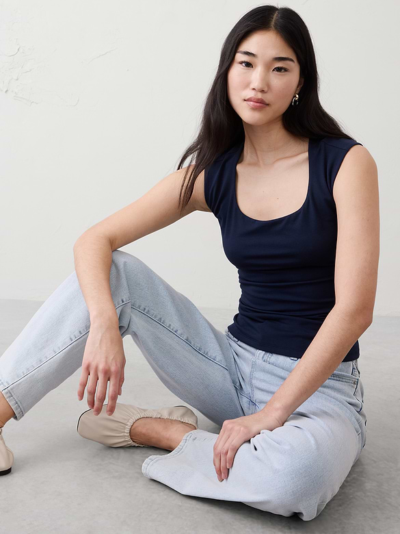 Soft Stretch Scoop-Neck Top