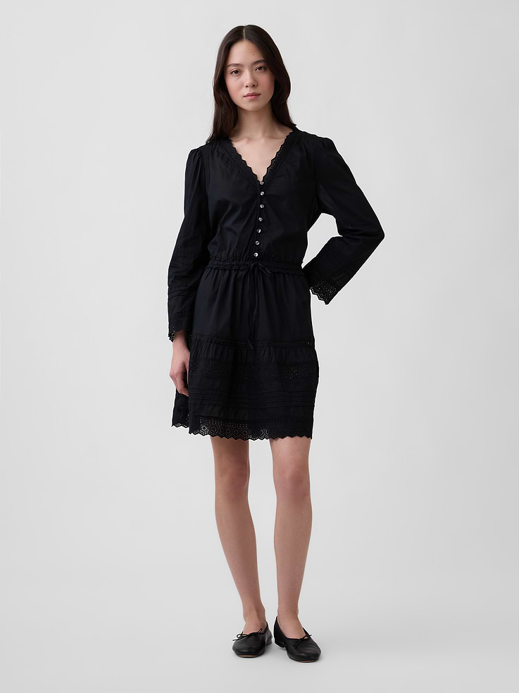 Image number 1 showing, Lace-Trim Mini Dress