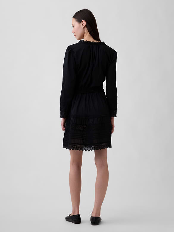 Lace-Trim Mini Dress