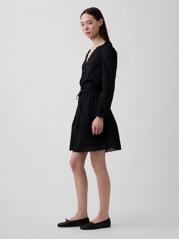 Lace-Trim Mini Dress