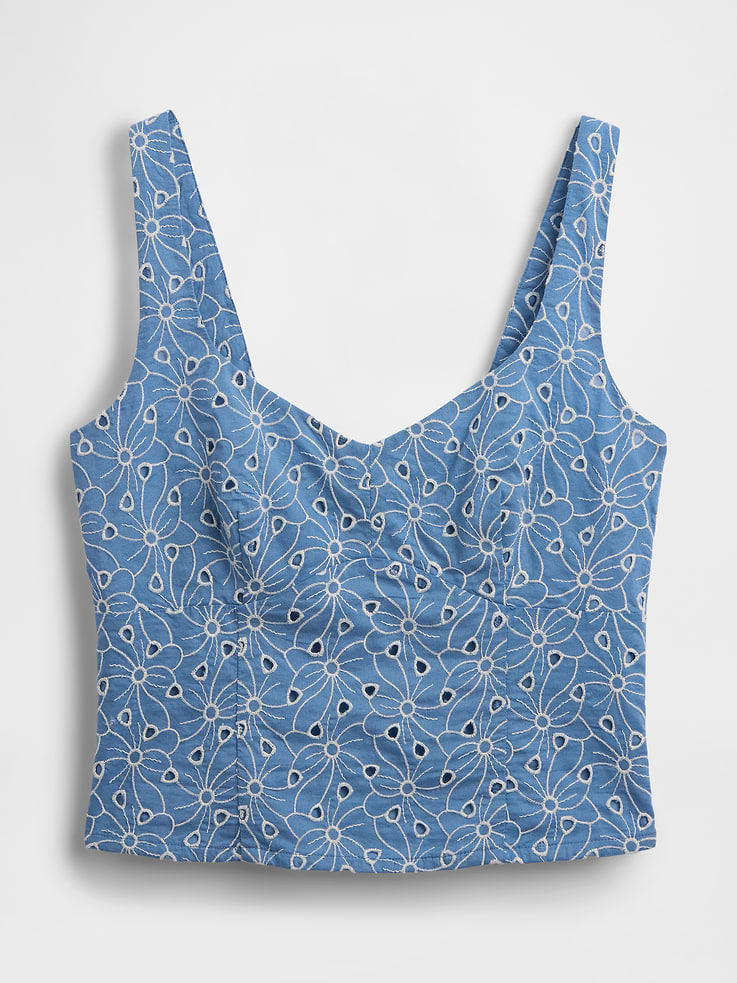 L'image numéro 7 présente Bustier court à broderie anglaise