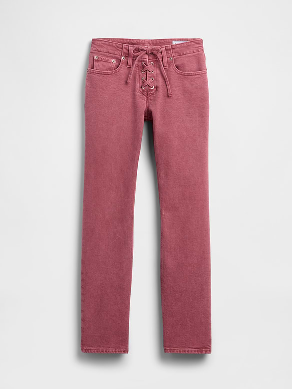Low Rise Lace-Up '90s Slim Straight Jeans
