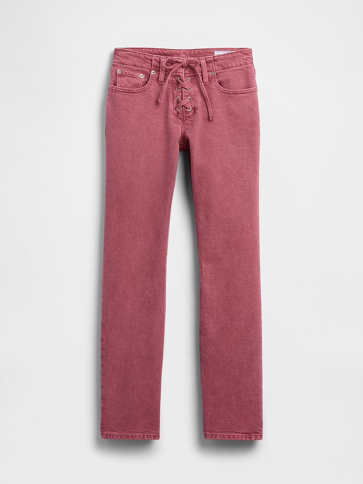Image number 6 showing, Low Rise Lace-Up '90s Slim Straight Jeans