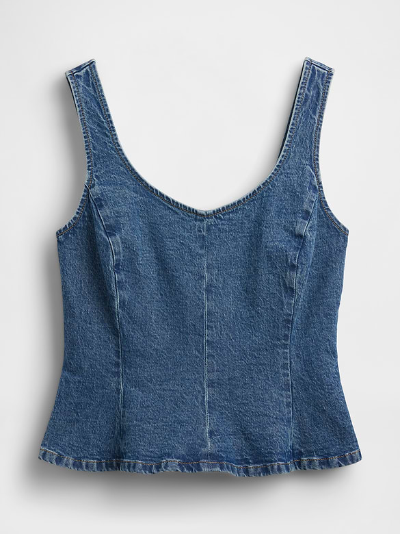 Denim Fitted Peplum Top