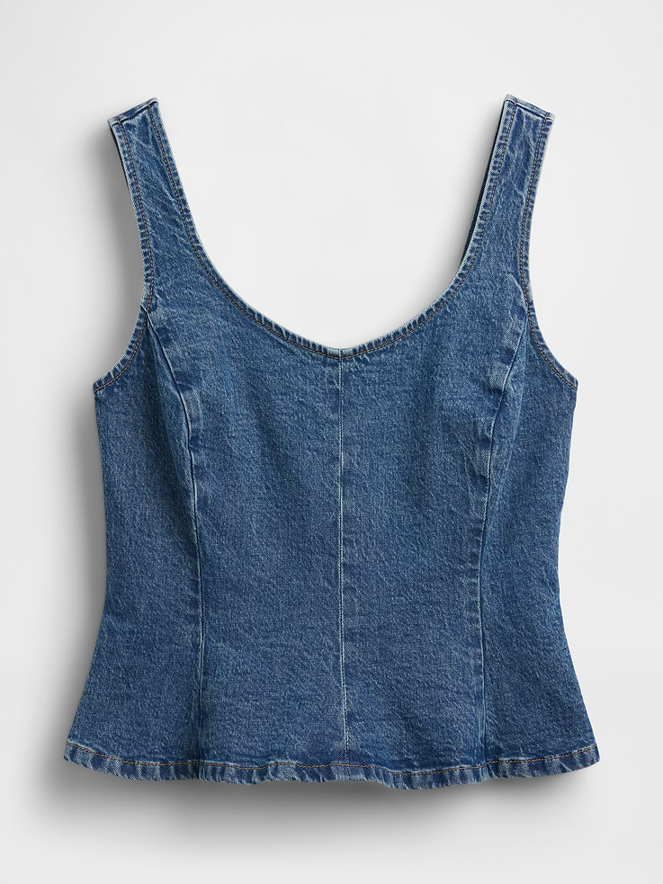 Image number 6 showing, Denim Fitted Peplum Top