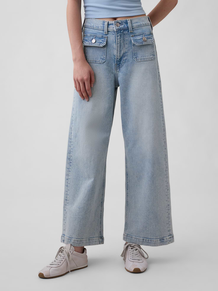 Image number 2 showing, High Rise Stride Wide-Leg Ankle Jeans