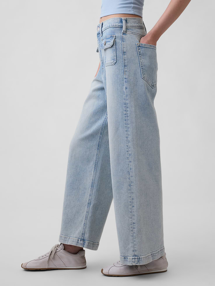 Image number 3 showing, High Rise Stride Wide-Leg Ankle Jeans