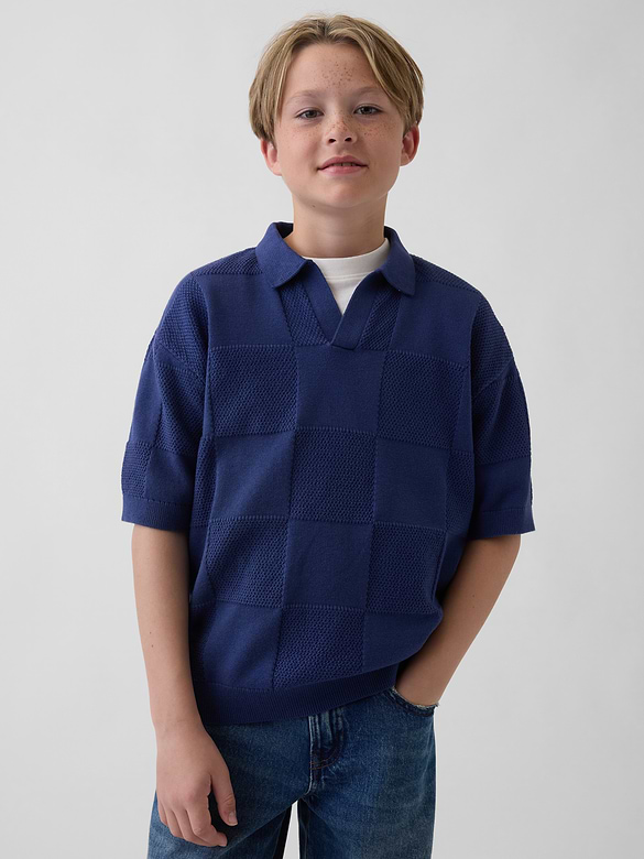 Kids 100% Cotton Checkered Sweater Shirt