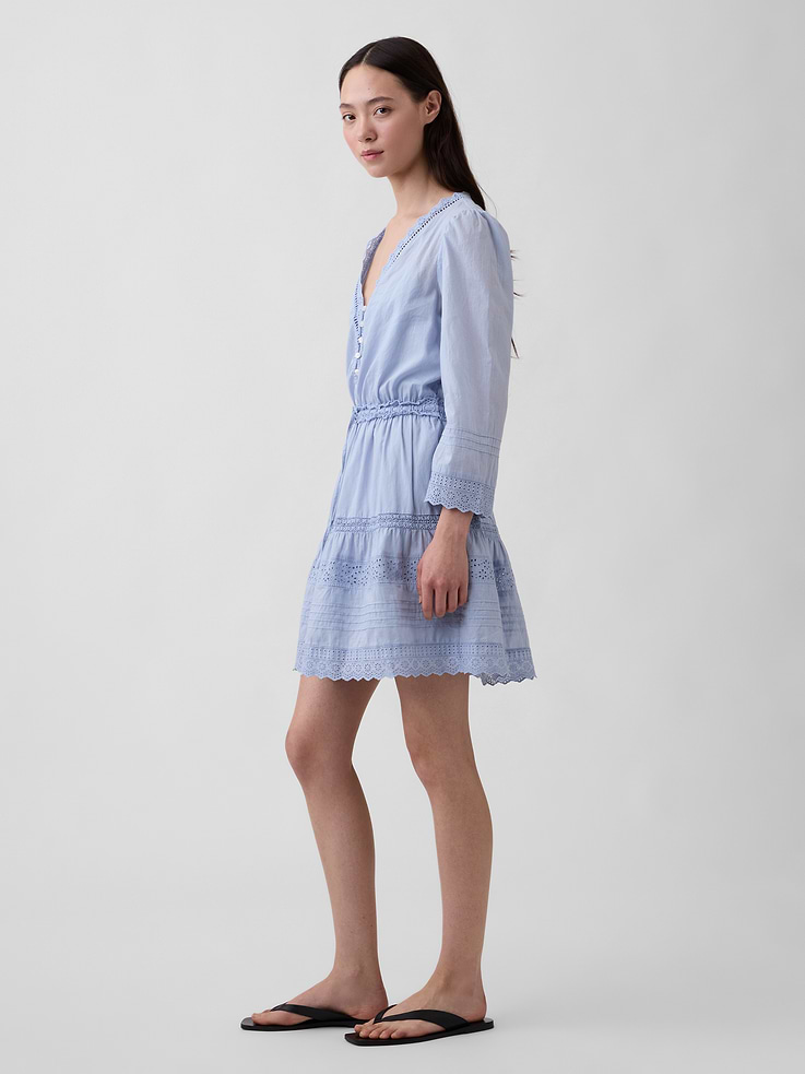 Image number 3 showing, Lace-Trim Mini Dress