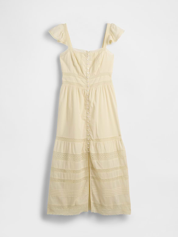 Lace Ruffle Voile Maxi Dress