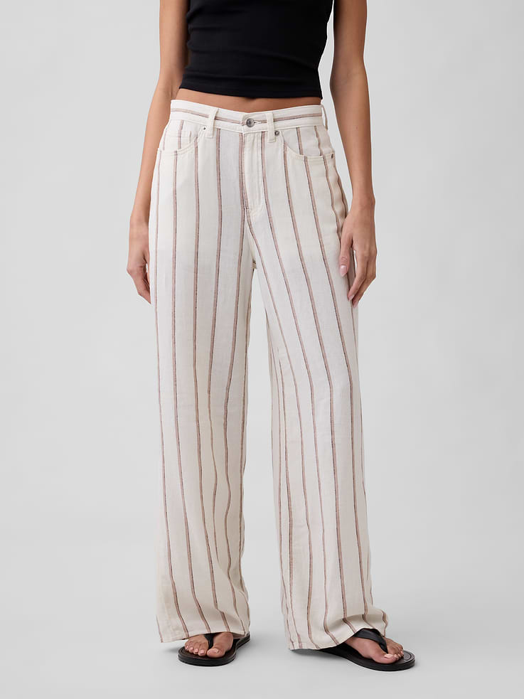 Image number 2 showing, High Rise Linen-Blend Wide-Leg Pants
