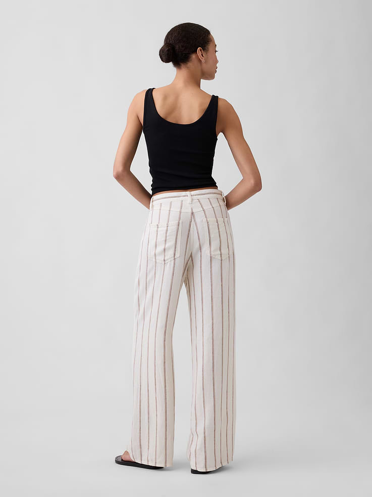 Image number 4 showing, High Rise Linen-Blend Wide-Leg Pants