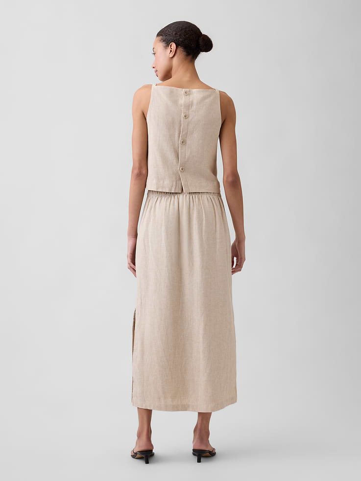 Image number 2 showing, Linen-Blend Maxi Slip Skirt