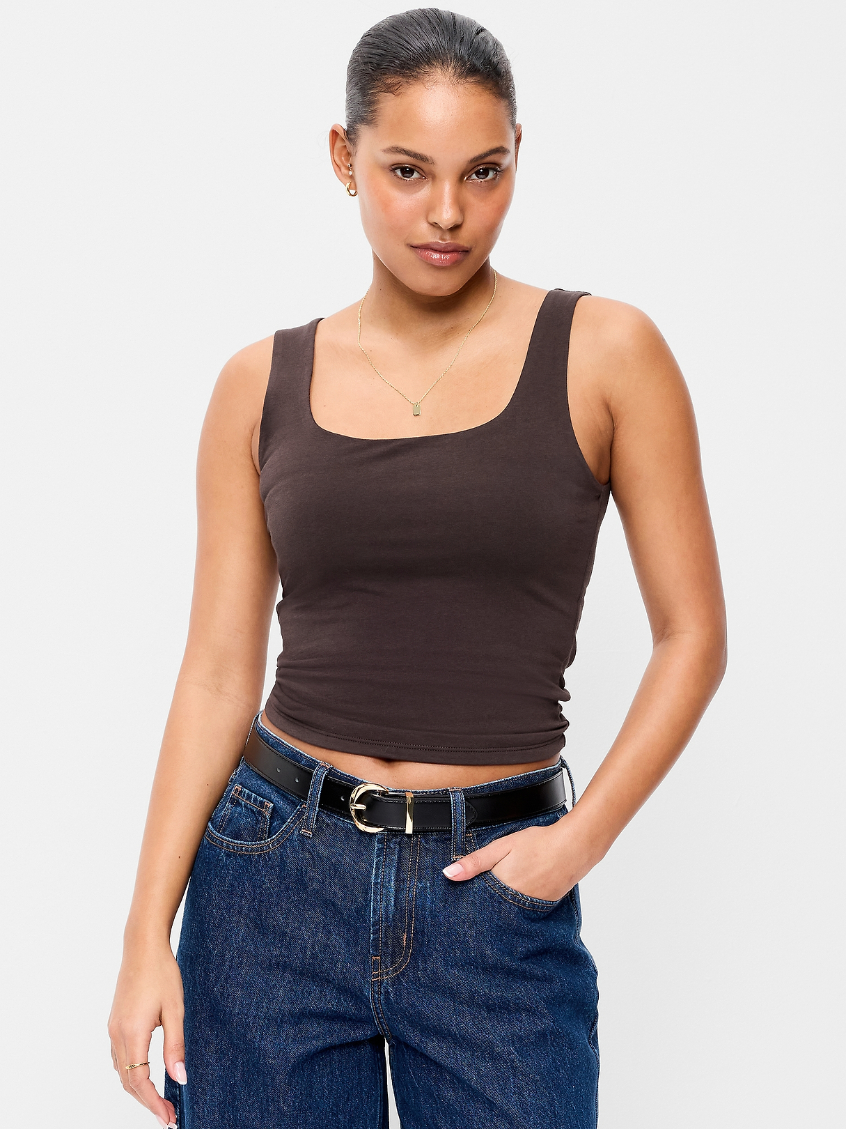 Hug Double-Layer Scoop-Neck Tank Top | Old Navy