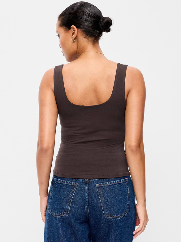 Hug Double-Layer Scoop-Neck Tank Top