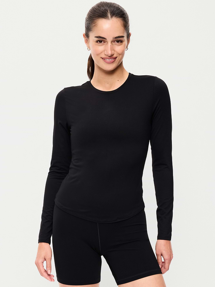 Image 1 of 8, Featuring StudioSmooth. Buttery soft and breathable, with a barely-there feel., crew neck, long sleeves, go-dry wicks moisture, Product #861298